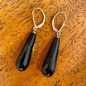 Black Faceted Moonstone Earrings